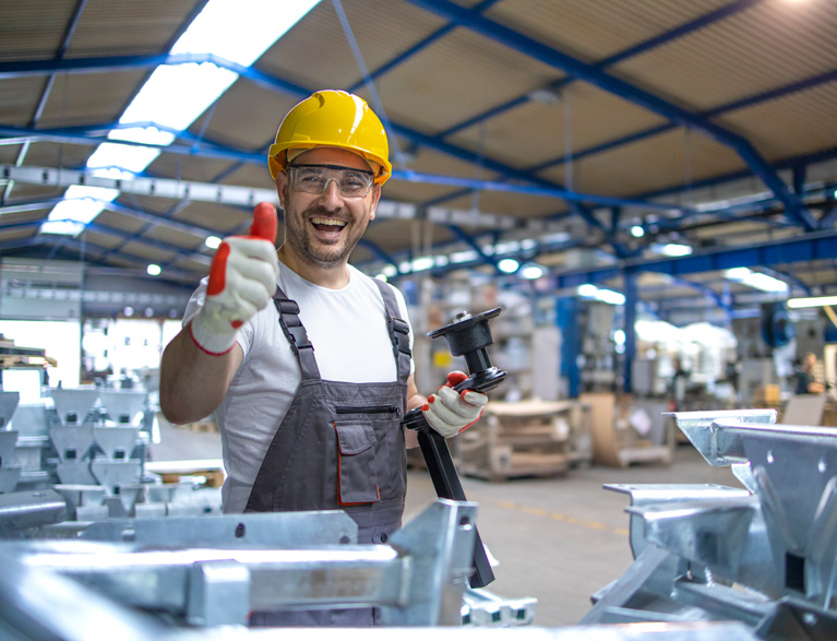 Factory Worker Protective Equipment Production Hall